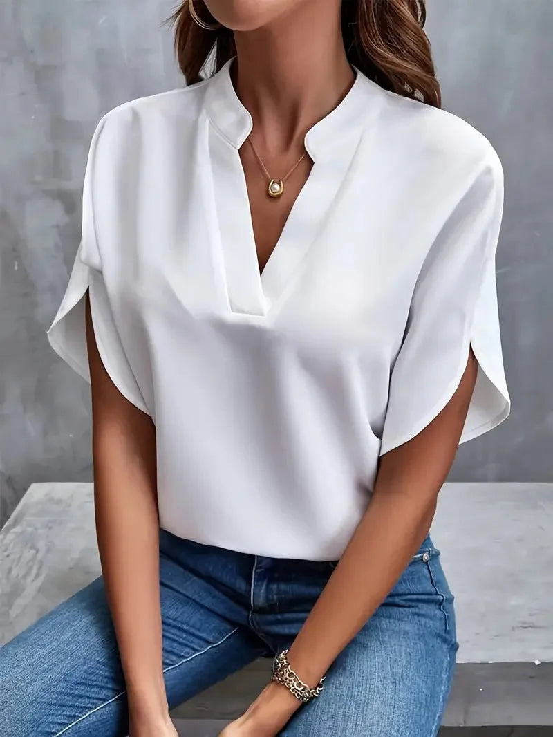 Margot | Women’s Short Sleeve V Neckline Relaxed Blouse
