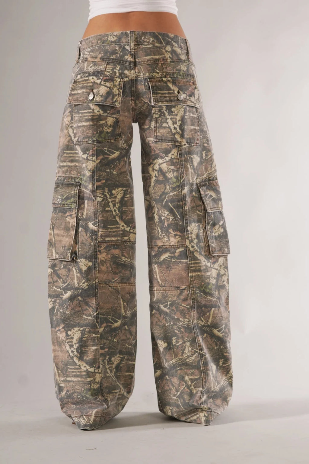 Marian | Women's Multi Pocket Wide Leg Button Front Cargo Trousers