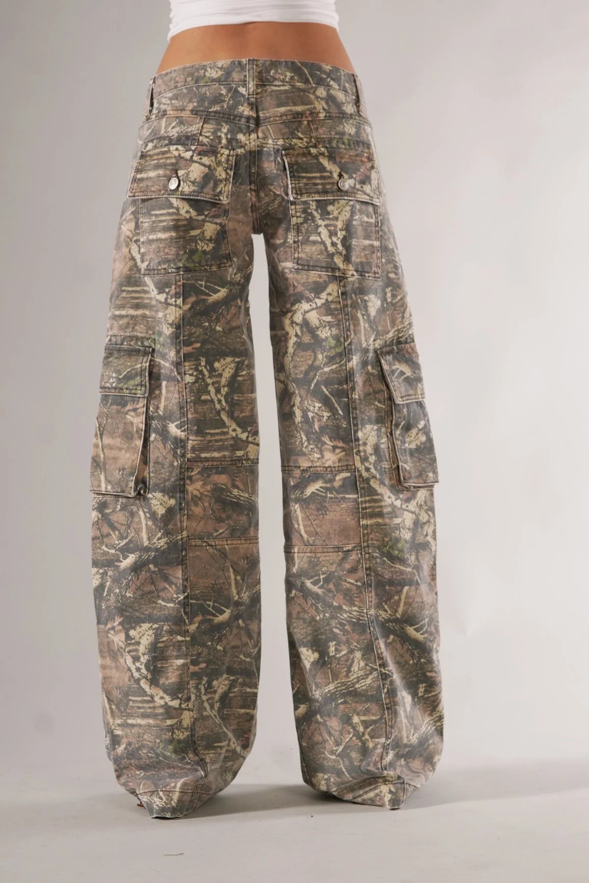 Marian | Women's Multi Pocket Wide Leg Button Front Cargo Trousers