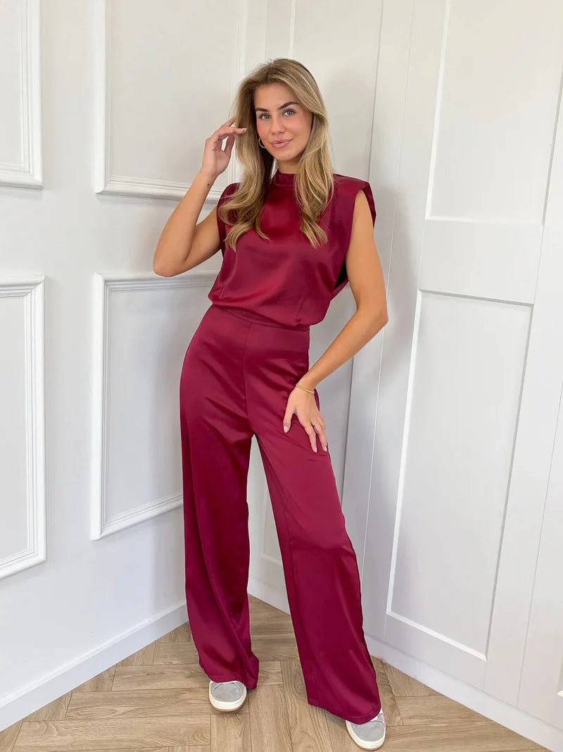 Marianna | Women's Wide-Leg Sleeveless Mock Neck Jumpsuit