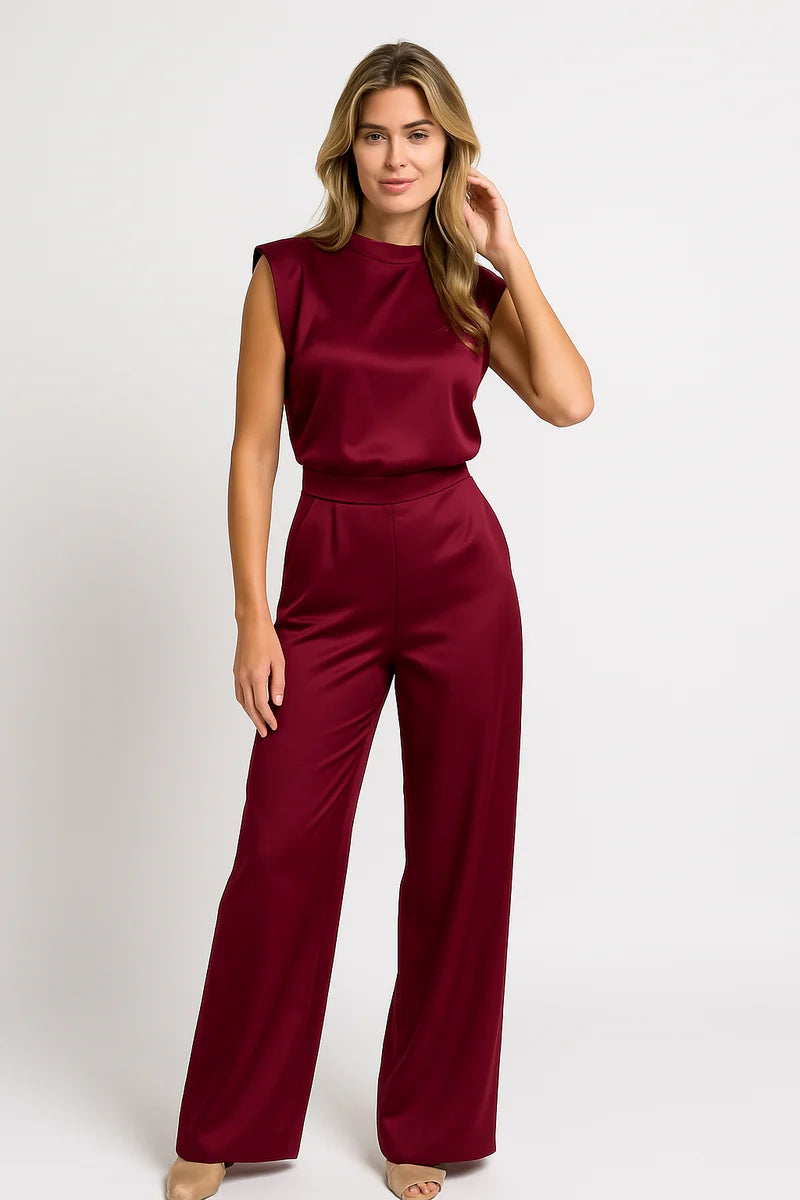 Marianna | Women's Wide-Leg Sleeveless Mock Neck Jumpsuit