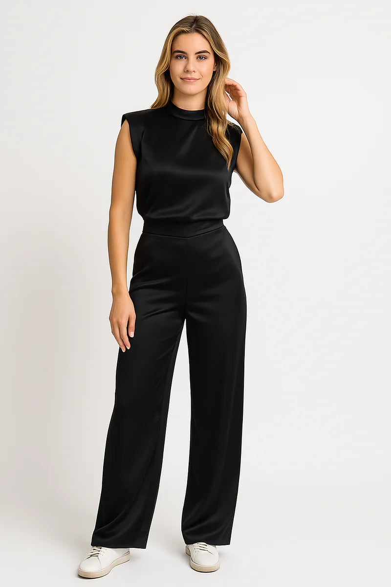 Marianna | Women's Wide-Leg Sleeveless Mock Neck Jumpsuit