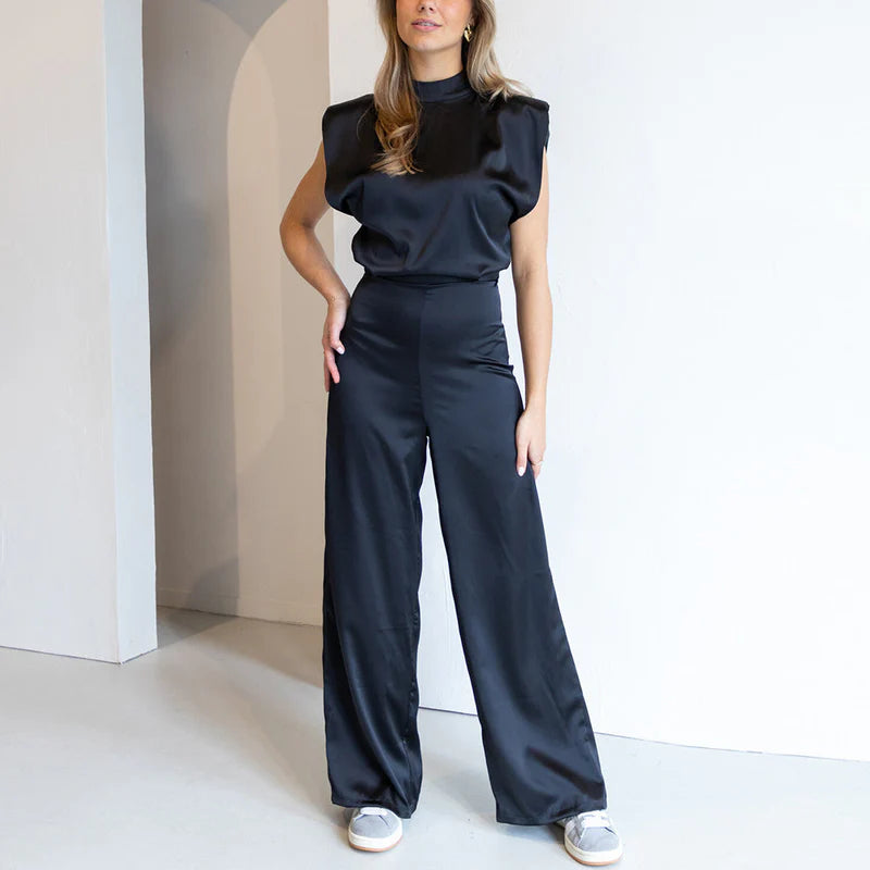 Marianna | Women's Wide-Leg Sleeveless Mock Neck Jumpsuit