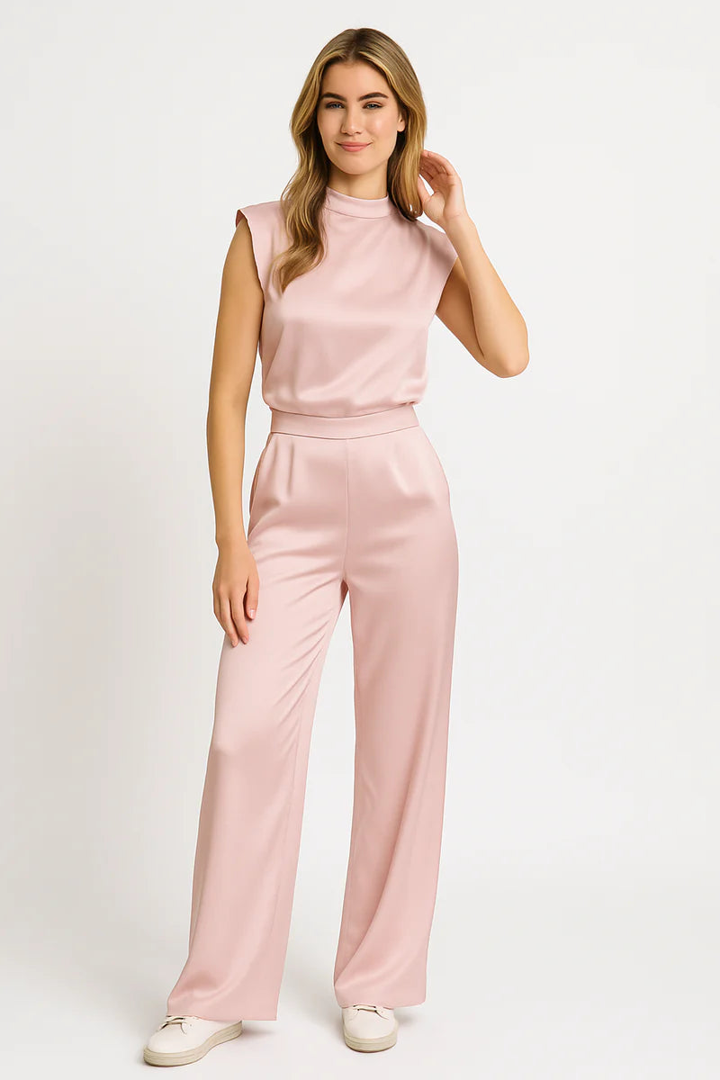 Marianna | Women's Wide-Leg Sleeveless Mock Neck Jumpsuit