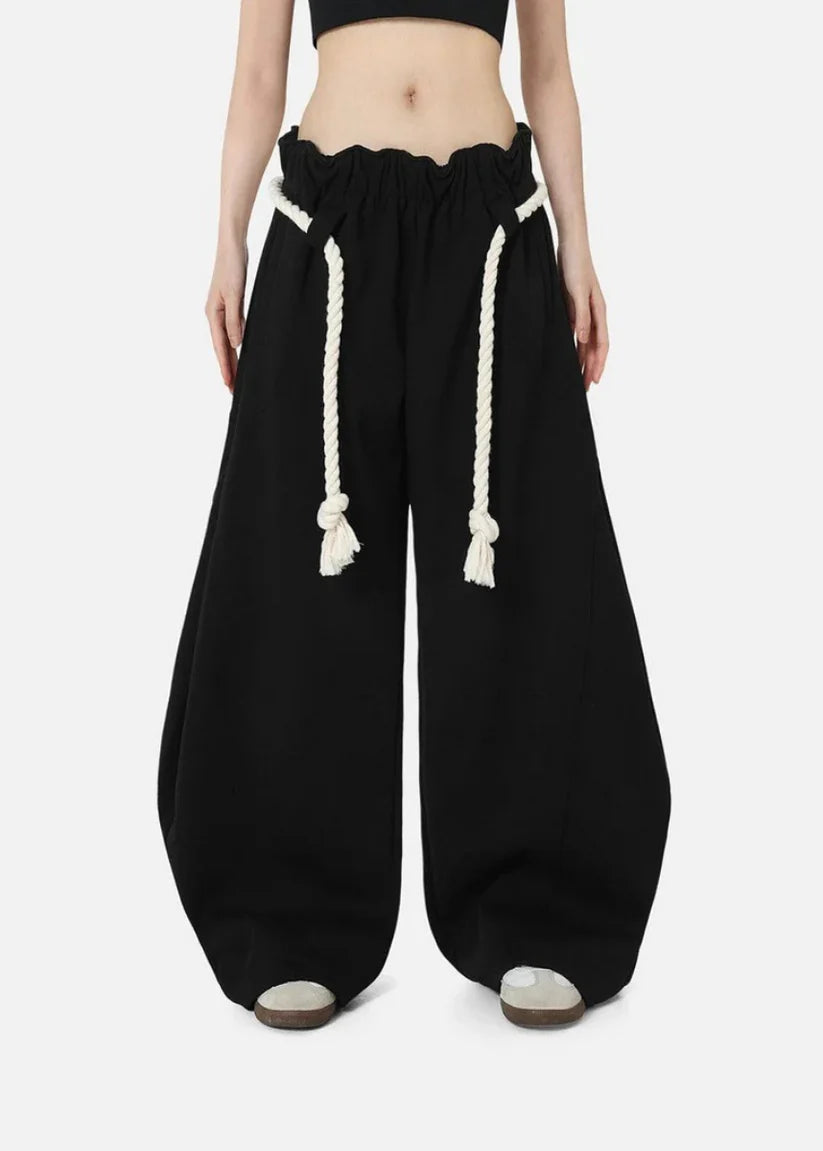 Marigold | Women's Baggy Leg Rope Drawstring Waist Trousers