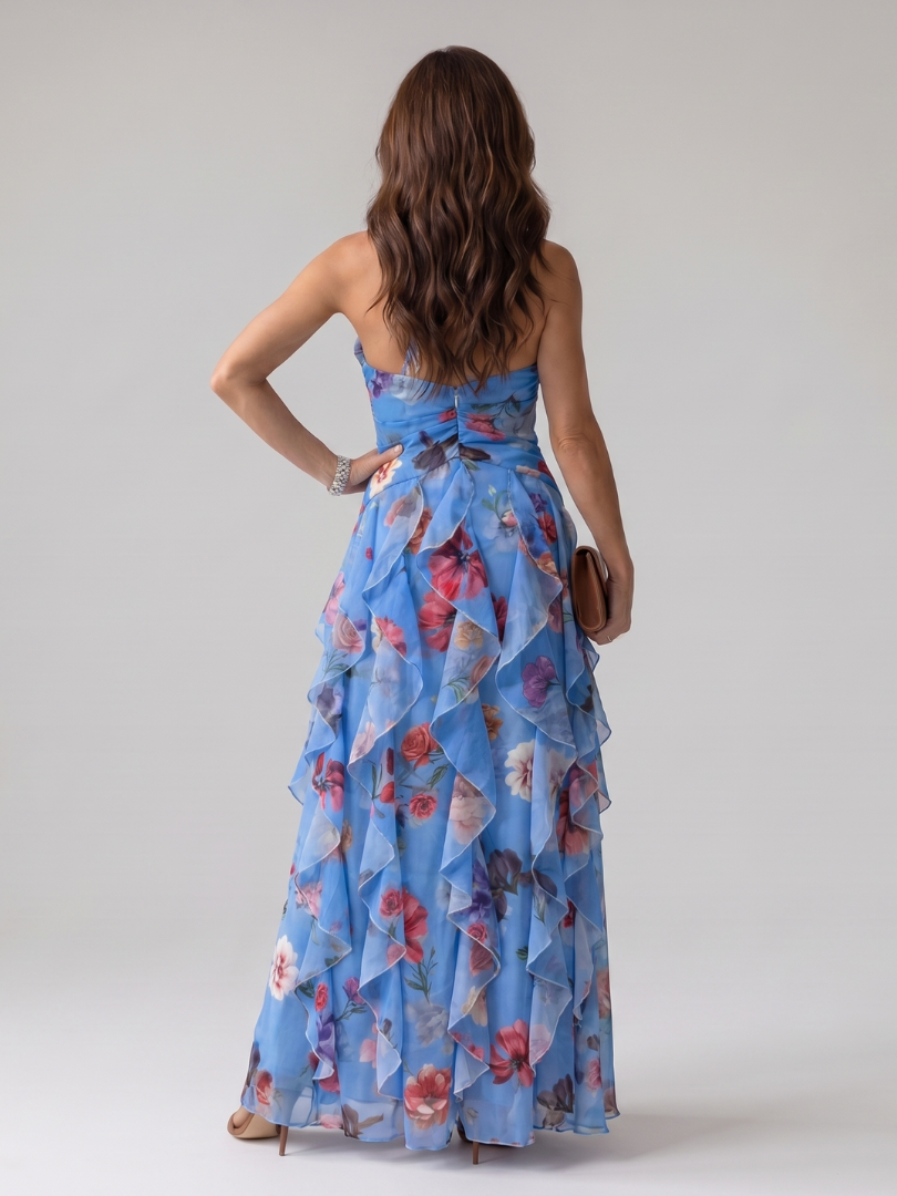 Marilyn | Women's Sleeveless Floral Ruffle Wedding Guest Dress