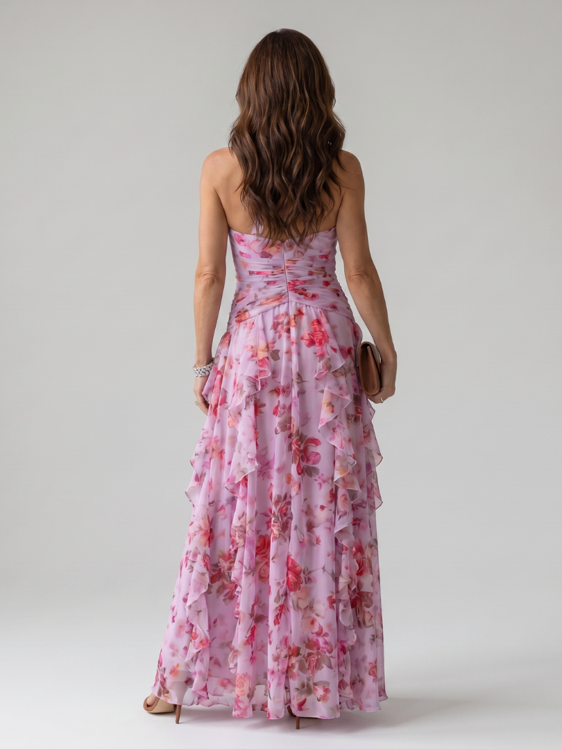 Marilyn | Women's Sleeveless Floral Ruffle Wedding Guest Dress