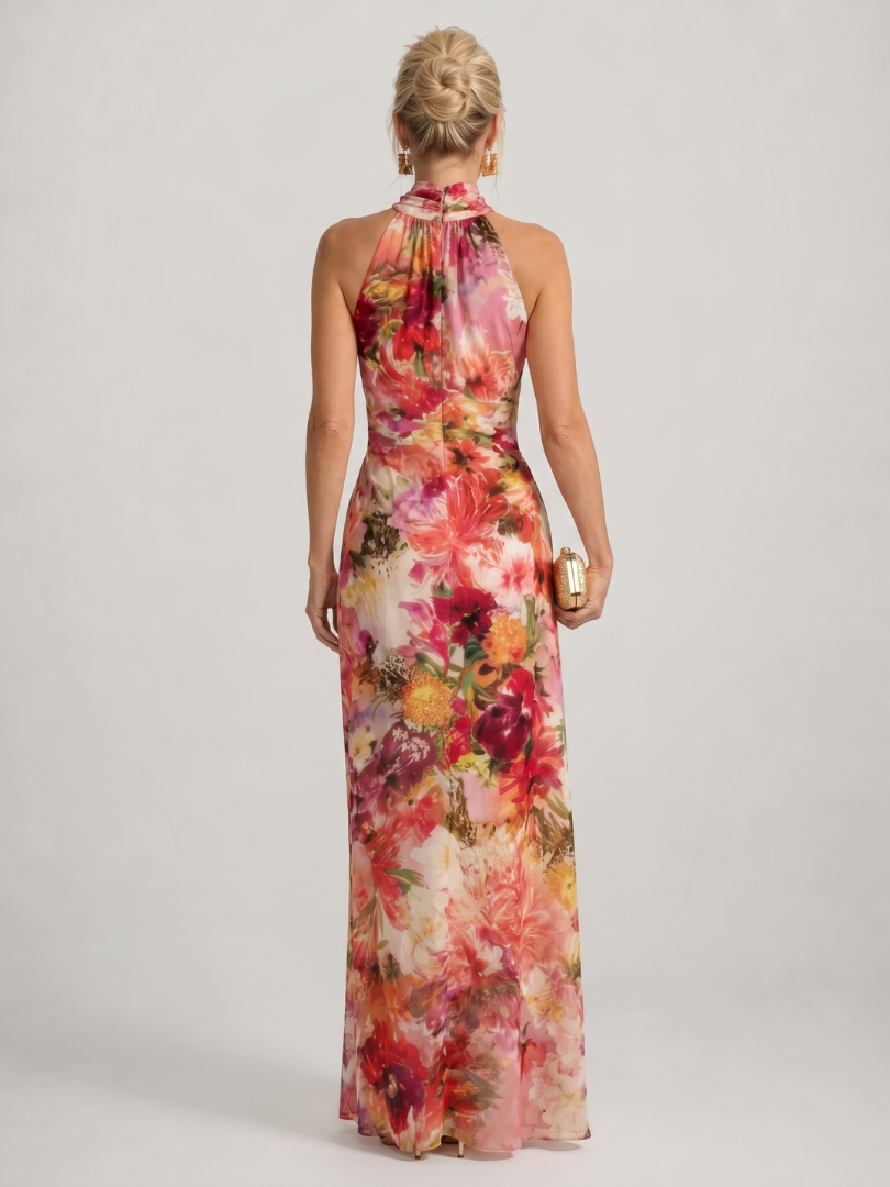 Marina | Women's Sleeveless Halter Neck Flowy Maxi Dress