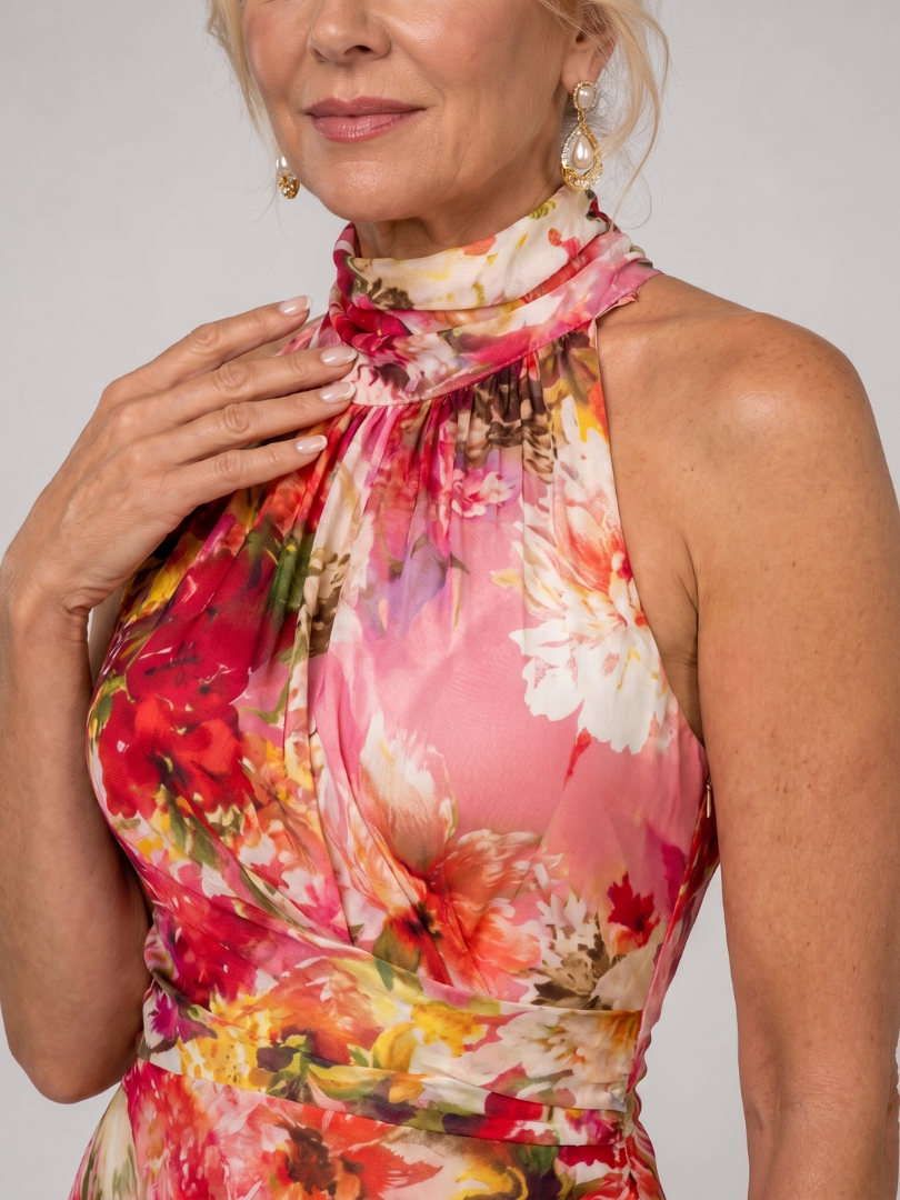 Marina | Women's Sleeveless Halter Neck Flowy Maxi Dress