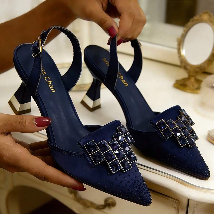 Marion | Women's Slingback Strap Closed Toe Buckled High Heels
