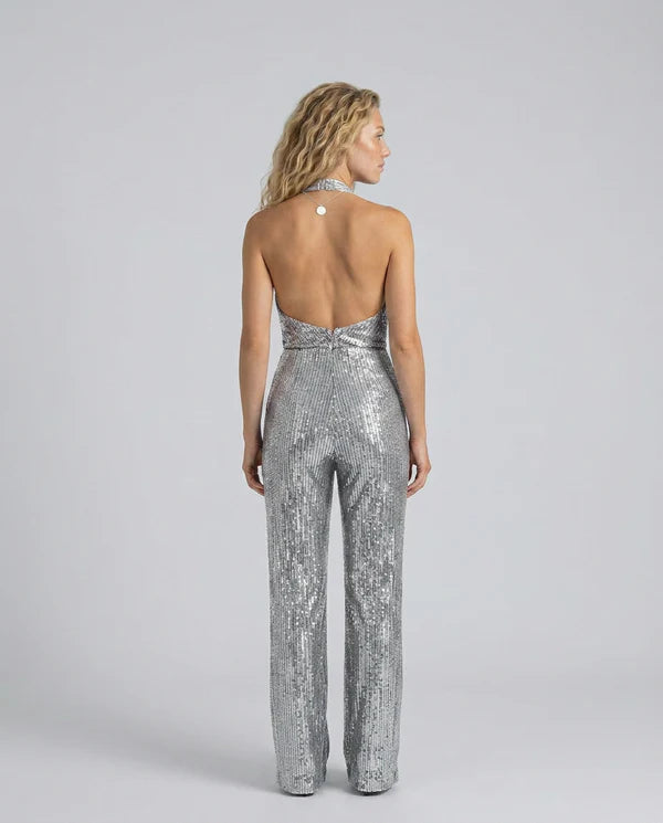 Maris | Women's Fitted Wide Leg Sleeveless Halter Neck Jumpsuit