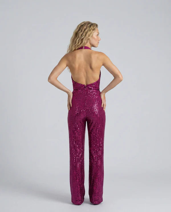 Maris | Women's Fitted Wide Leg Sleeveless Halter Neck Jumpsuit