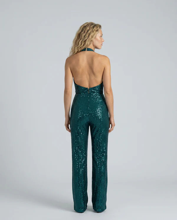 Maris | Women's Fitted Wide Leg Sleeveless Halter Neck Jumpsuit