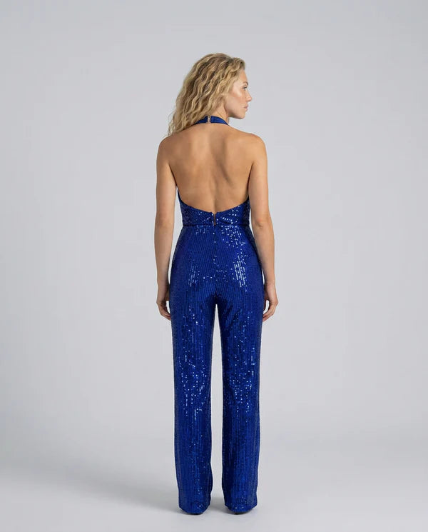Maris | Women's Fitted Wide Leg Sleeveless Halter Neck Jumpsuit