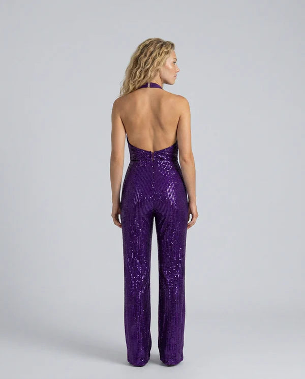 Maris | Women's Fitted Wide Leg Sleeveless Halter Neck Jumpsuit