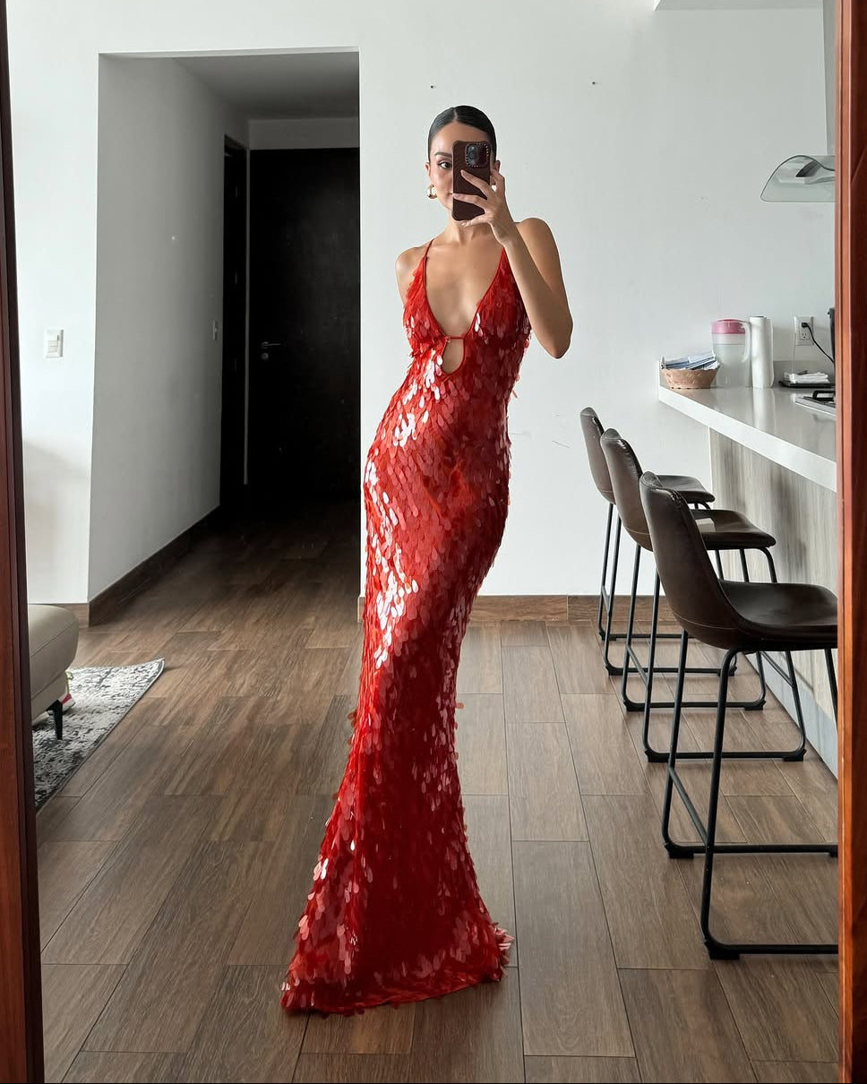 Marisa | Women's V Neck Cut Out Sleeveless Wedding Guest Dress