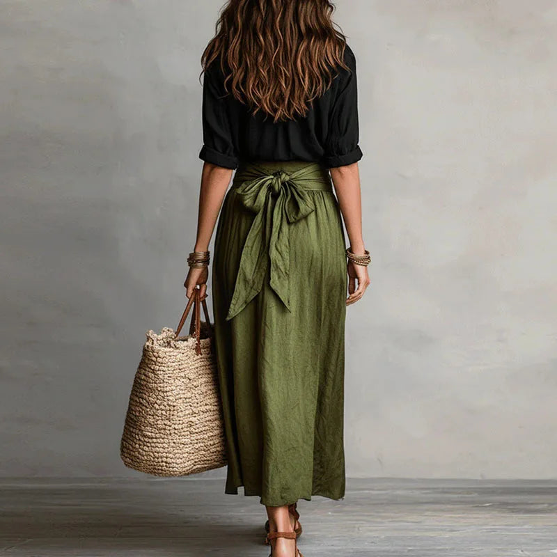 Martha | Women's Button Front Pointed Collar Two Piece Set