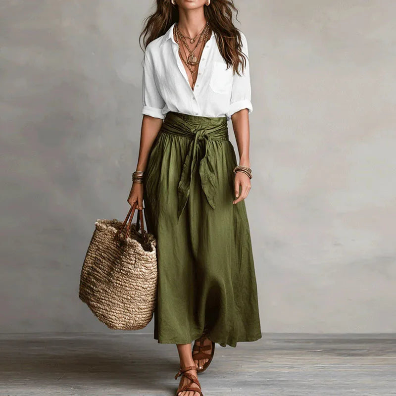 Martha | Women's Button Front Pointed Collar Two Piece Set