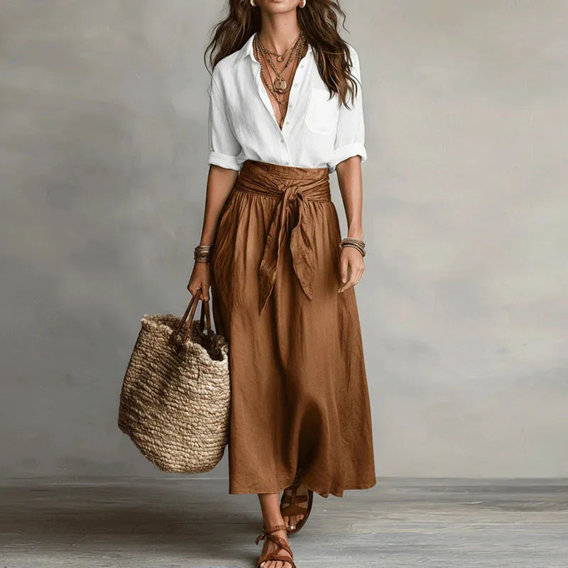 Martha | Women's Button Front Pointed Collar Two Piece Set