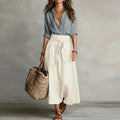 Martha | Women's Button Front Pointed Collar Two Piece Set