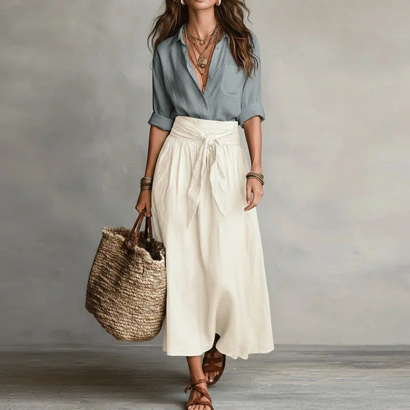 Martha | Women's Button Front Pointed Collar Two Piece Set