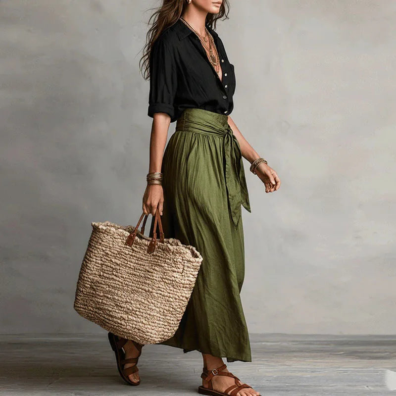 Martha | Women's Button Front Pointed Collar Two Piece Set