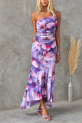 Martha | Women’s Ruched One Shoulder Floral Summer Maxi Dress
