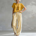 Martina | Women's Flowy Wide Leg Boat Neck Striped Two Piece Set