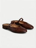 Mary | Women’s Round Toe Buckle Strap Mules