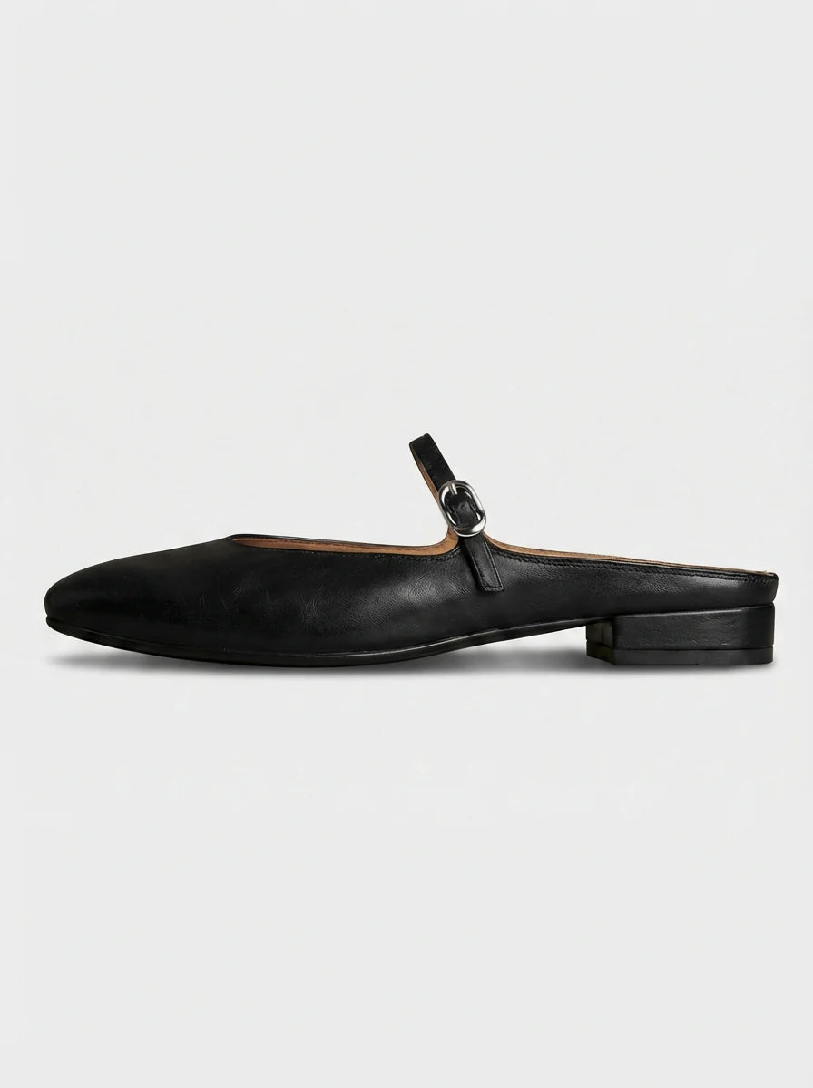 Mary | Women’s Round Toe Buckle Strap Mules