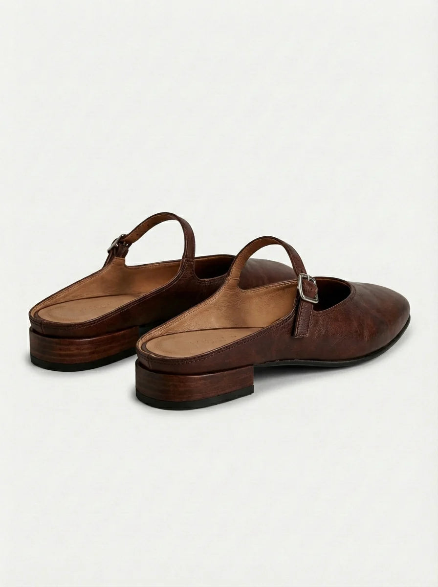 Mary | Women’s Round Toe Buckle Strap Mules