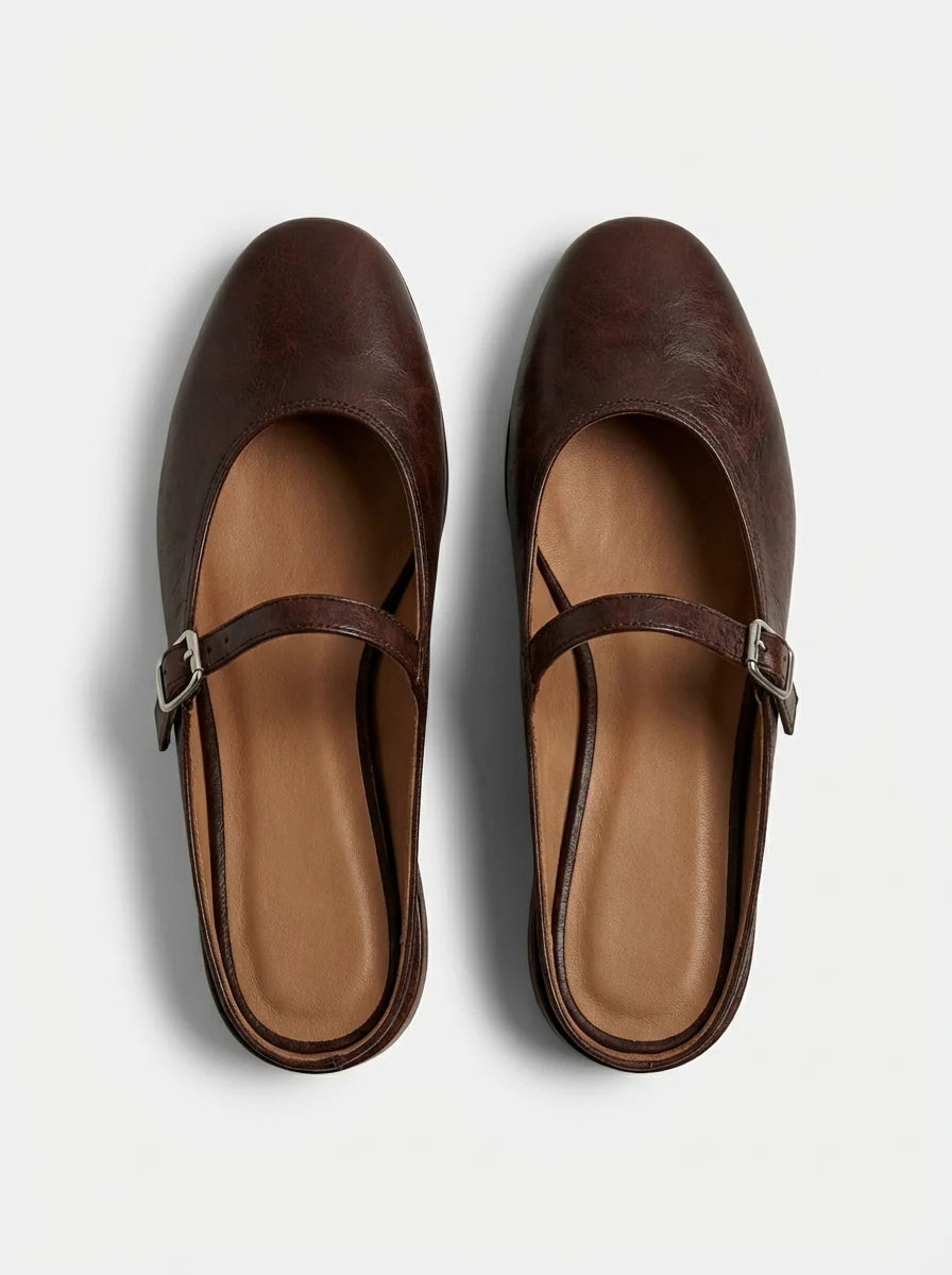 Mary | Women’s Round Toe Buckle Strap Mules
