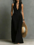 Matilda | Women's Button-Front Sleeveless V Neck Shirt Maxi Dress