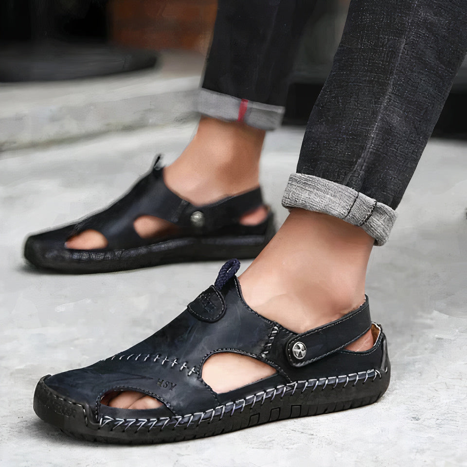 Matthew | Men's Buckle Strap Slip-On Closed Toe Sandals