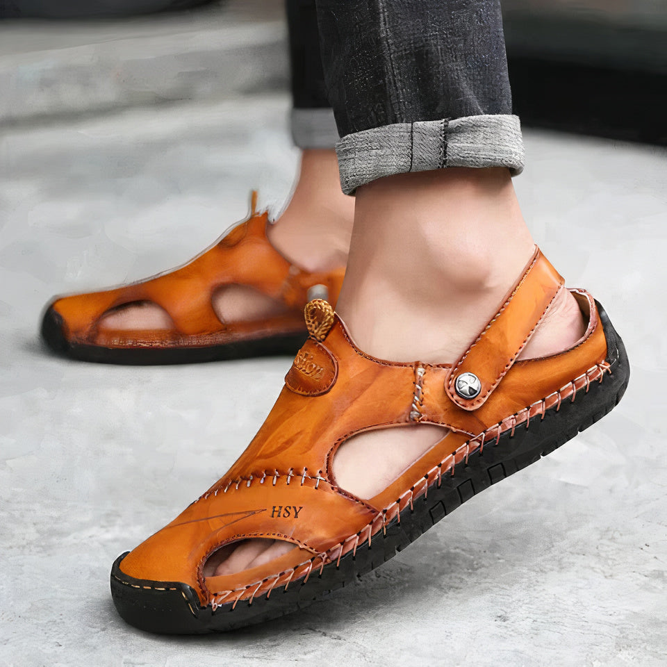 Matthew | Men's Buckle Strap Slip-On Closed Toe Sandals