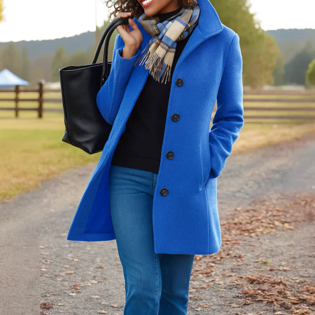 Maud | Women’s Collared Button Front Long Sleeve Winter Coat