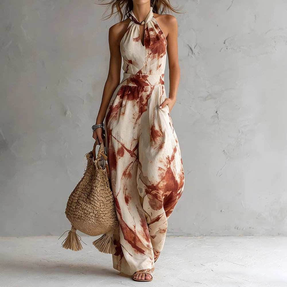 Maureen | Women's Printed Sleeveless Halter Neck Jumpsuit