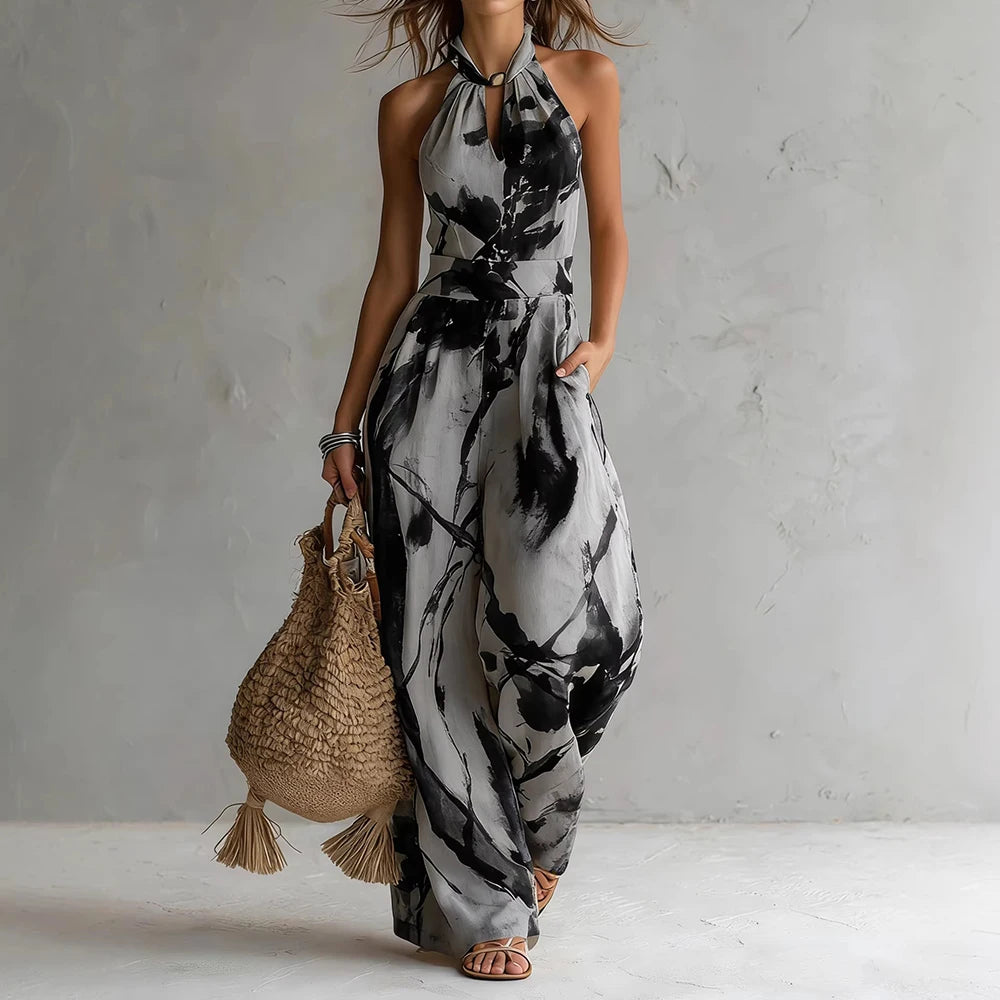 Maureen | Women's Printed Sleeveless Halter Neck Jumpsuit