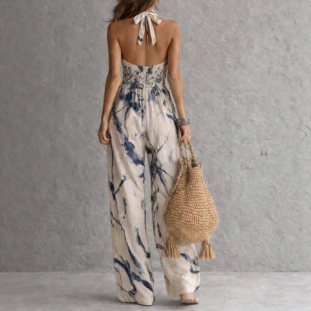 Maureen | Women's Printed Sleeveless Halter Neck Jumpsuit