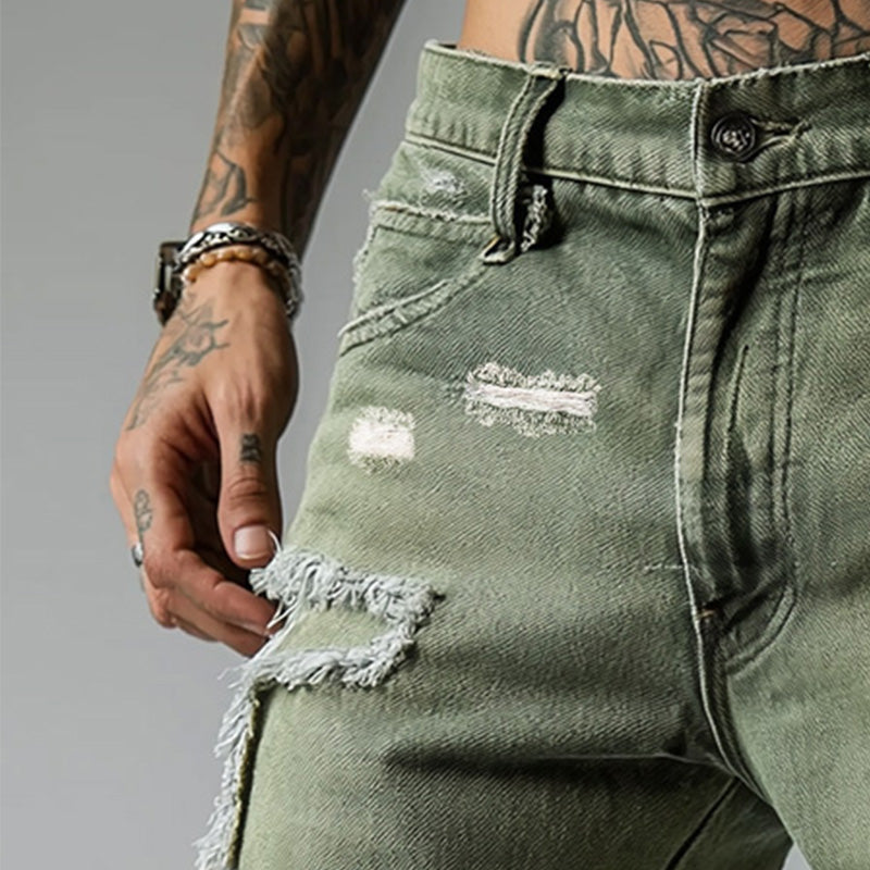 Maxwell | Men's Ripped Pocket Denim Slim Fit Cargo Shorts