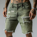 Maxwell | Men's Ripped Pocket Denim Slim Fit Cargo Shorts
