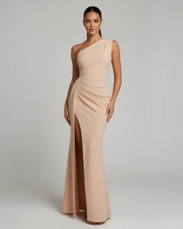 Mckenzie | Women's Front Slit Asymmetric One Shoulder Maxi Dress