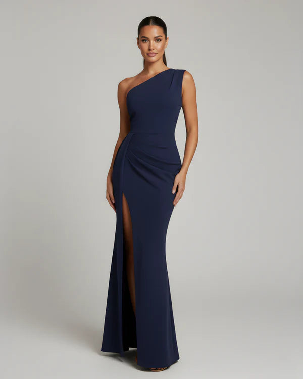 Mckenzie | Women's Front Slit Asymmetric One Shoulder Maxi Dress