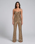 Meagan | Women's Sweetheart Neckline Sequin Flared Leg Jumpsuit