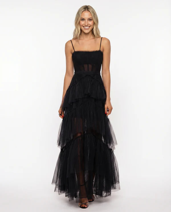 Meaghan | Women's Tiered Square Neck Sleeveless Maxi Dress
