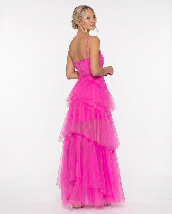 Meaghan | Women's Tiered Square Neck Sleeveless Maxi Dress