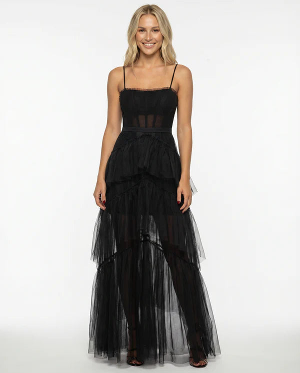 Meaghan | Women's Tiered Square Neck Sleeveless Maxi Dress