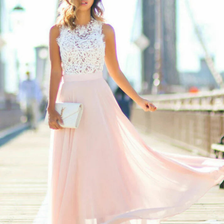 Megan | Women’s A Line Sleeveless Round Neck Wedding Guest Dress