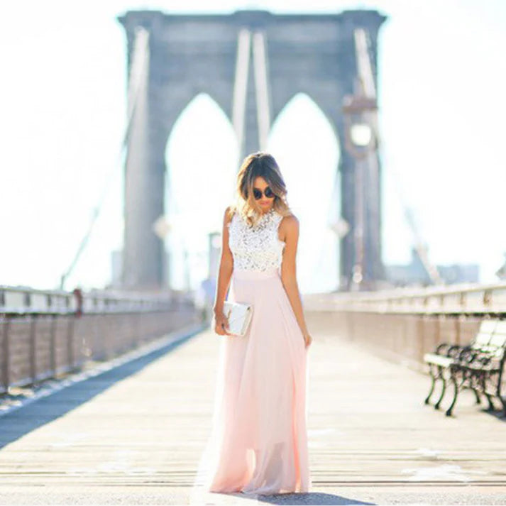 Megan | Women’s A Line Sleeveless Round Neck Wedding Guest Dress
