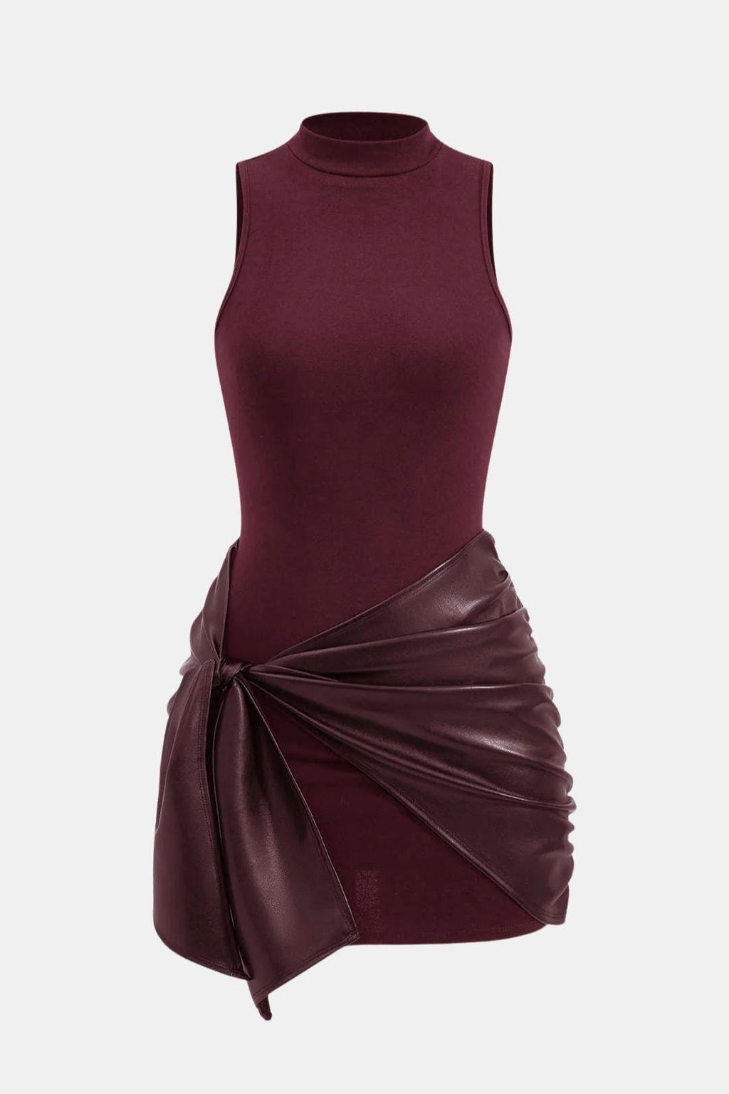 Melissa | Women's Tie Front High Neck Sleeveless Mini Dress